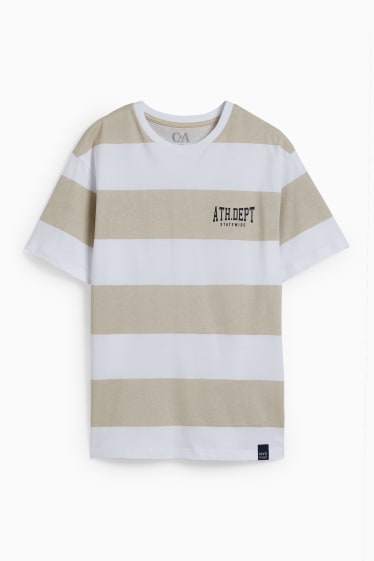 Kinderen - T-shirt - gestreept - licht beige