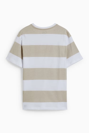 Kinder Jungen - Kurzarmshirt - gestreift - hellbeige
