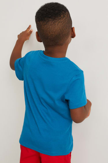 Kinder - Auto - Kurzarmshirt - Glanz-Effekt - blau