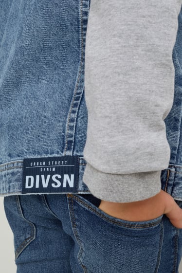 Kinder Buben - Jeansjacke mit Kapuze - helljeansblau