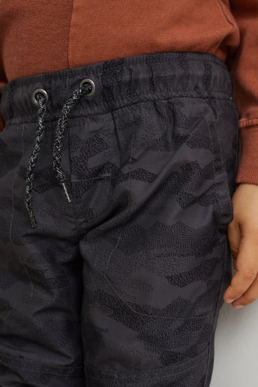 Enfants - Pantalon doublé - à motif - gris foncé