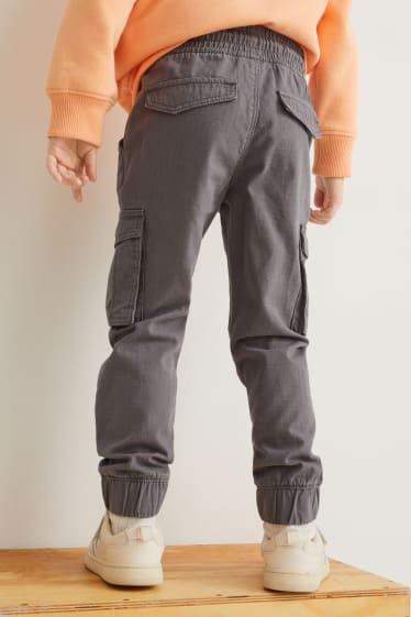 Copii - Pantaloni cargo - straight fit - gri închis