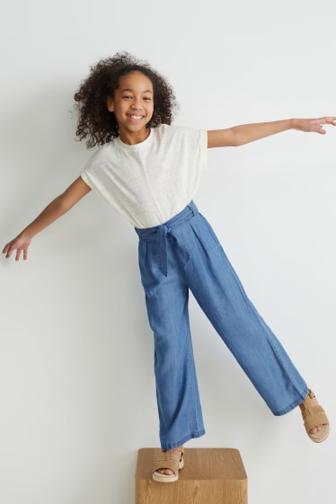 Kinder - Wide Leg Jeans - blau