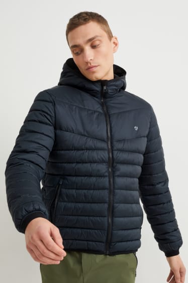 Herren - Steppjacke mit Kapuze - dunkelgrau