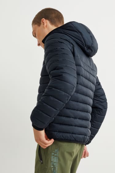 Herren - Steppjacke mit Kapuze - dunkelgrau