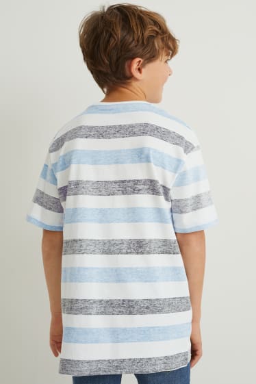 Kinder Jungen - Kurzarmshirt - gestreift - weiss