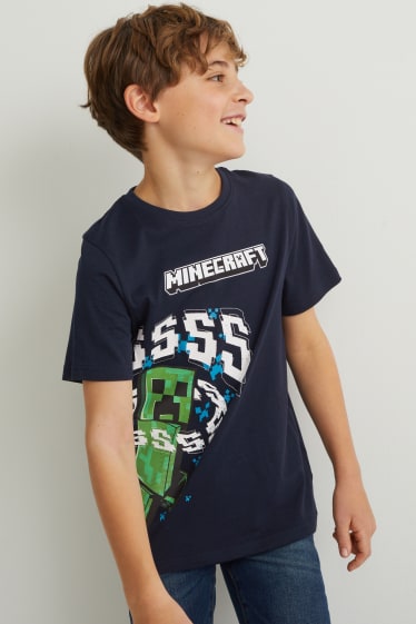 Niños - Minecraft - camiseta de manga corta - azul oscuro