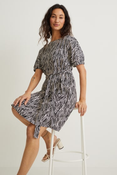 Dona - Vestit - estampat - negre/beix