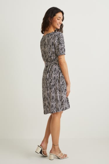 Dona - Vestit - estampat - negre/beix