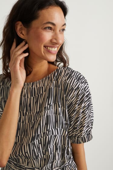 Dona - Vestit - estampat - negre/beix