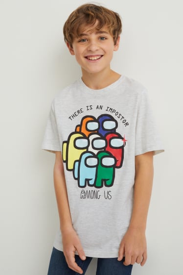 Dzieci - Among Us - koszulka z krótkim rękawem - jasnoszary-melanż