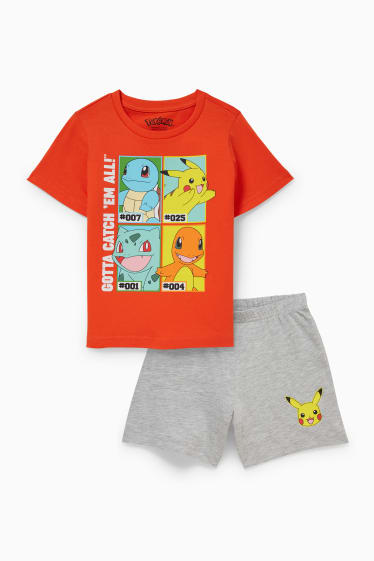 Dzieci - Pokémon - krótka piżamka - 2 części - pomarańczowy