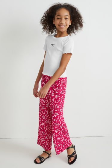 Kinderen - Set - T-shirt en broek - 2-delig - donker rose