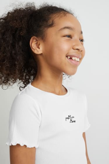 Dzieci - Zestaw - koszulka z krótkim rękawem i spodnie materiałowe - 2 części - ciemnoróżowy