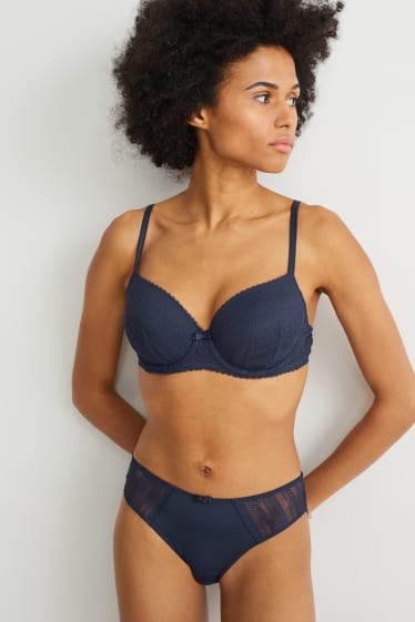 Women - Underwire bra - FULL COVERAGE - padded - LYCRA® - dark blue