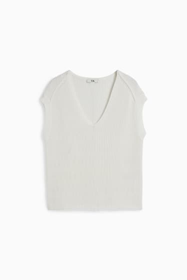 Donna - Gilet in maglia - bianco crema