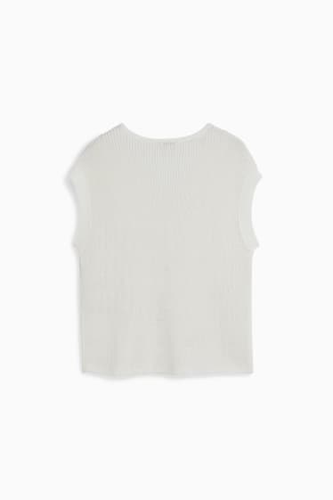 Donna - Gilet in maglia - bianco crema