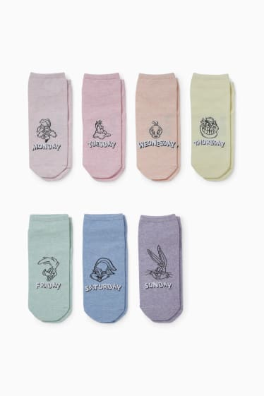 Femmes - Lot de 7 paires - chaussettes de sport à motif - Looney Tunes - rose