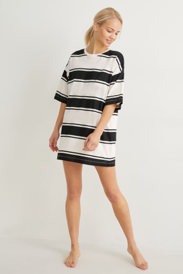 Femmes - Haut long - à rayures - beige clair