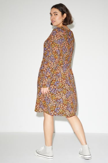 Femmes - CLOCKHOUSE - robe - à fleurs - marron clair