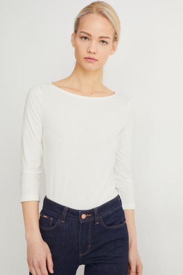 Femei - Tricou cu mânecă lungă - alb
