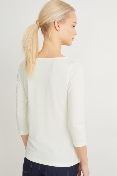 Femei - Tricou cu mânecă lungă - alb