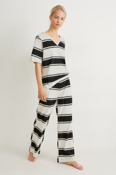 Femmes - Pyjama - à rayures - beige clair