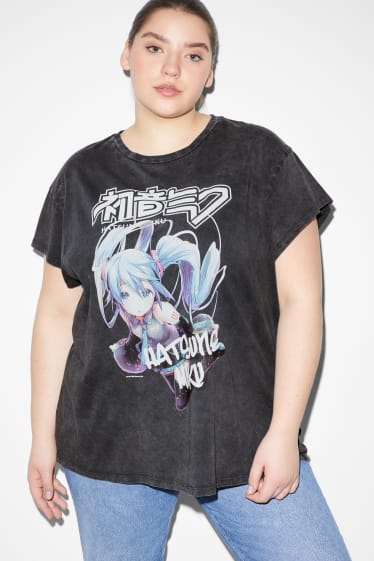 Ados & jeunes adultes - CLOCKHOUSE - T-shirt - Hatsune Miku - gris foncé