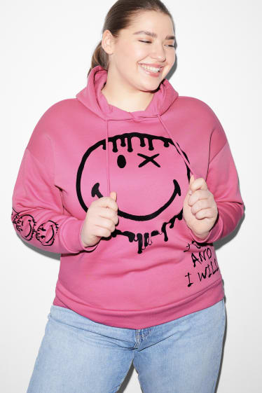 Ados & jeunes adultes - CLOCKHOUSE - sweat à capuche - SmileyWorld® - rose