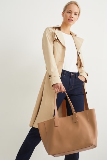 Damen - Shopper - Lederimitat - hellbraun