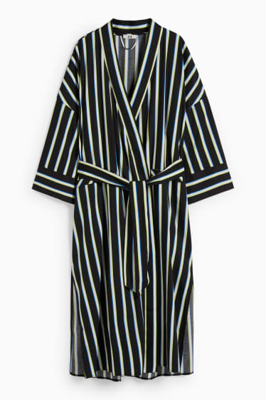 Women - Dressing gown - striped - black