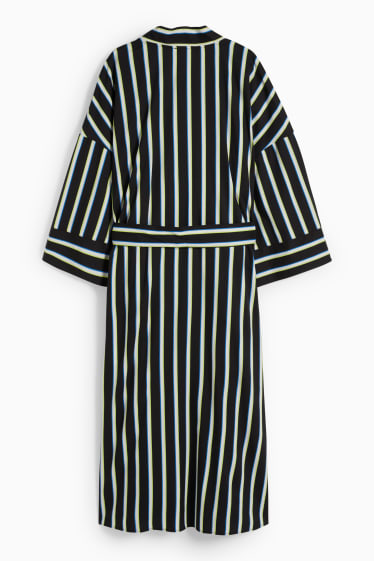 Women - Dressing gown - striped - black