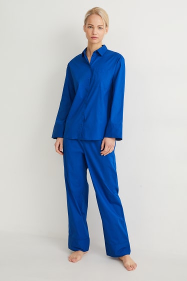 Damen - Pyjama - blau