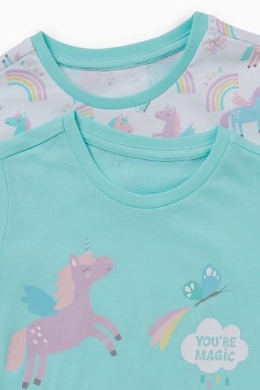 Children Girls - Multipack of 2 - unicorn - pyjamas - 4 piece - light turquoise