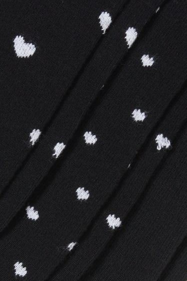 Dames - Set van 5 paar - sneakersokken met motief - hart - zwart