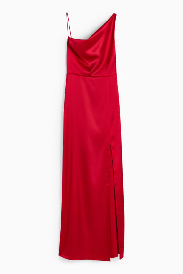 Dames - CLOCKHOUSE - satijnen jurk - feestelijk - rood