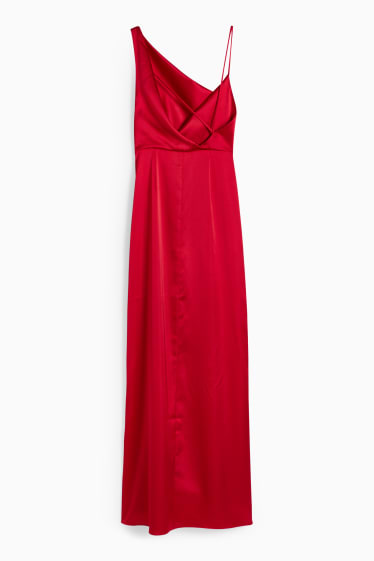 Dames - CLOCKHOUSE - satijnen jurk - feestelijk - rood