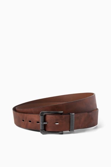 Men - Belt - faux leather - dark brown