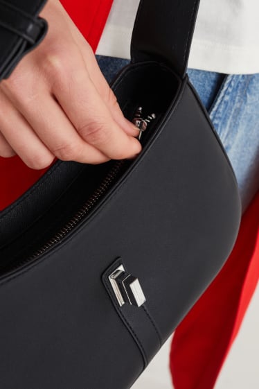 Damen - Schultertasche - Lederimitat - schwarz