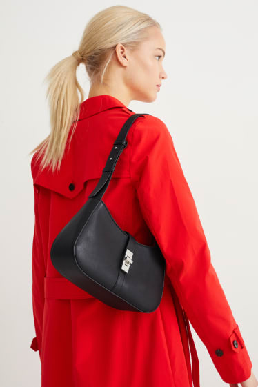 Damen - Schultertasche - Lederimitat - schwarz