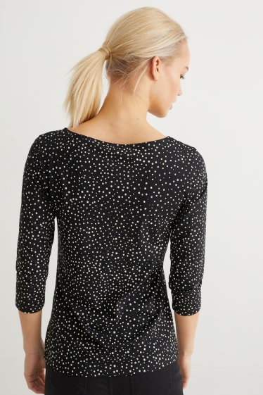 Women - Long sleeve top - polka dot - black