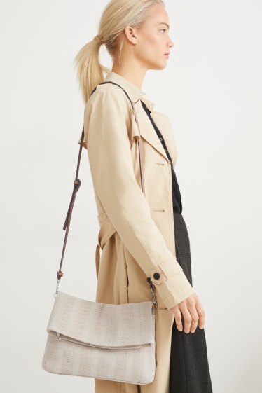 Damen - Umhängetasche - gestreift - beige