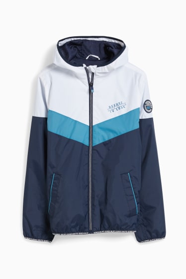 Kinder Buben - Jacke mit Kapuze - blau / weiß