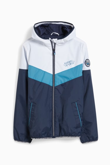 Kinder - Jacke mit Kapuze - blau / weiss