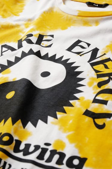 Heren - T-shirt - wit / geel