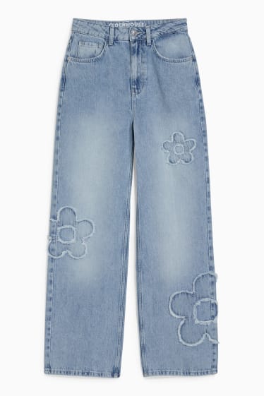 Dospívající a mladí - CLOCKHOUSE - loose fit jeans - high waist - džíny - světle modré