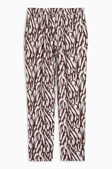 Dona - Pantalons de tela - high waist - regular fit - marró / blanc trencat