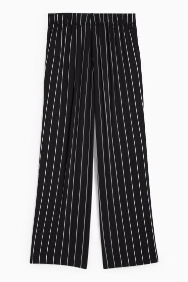 Damen - Stoffhose - High Waist - Wide Leg - schwarz