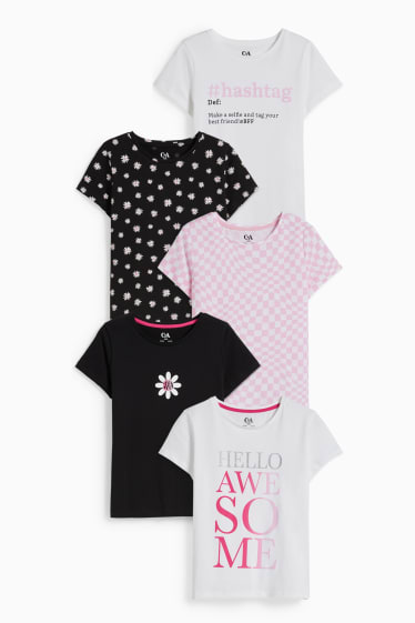 Kinder Mädchen - Multipack 5er - Kurzarmshirt - weiss