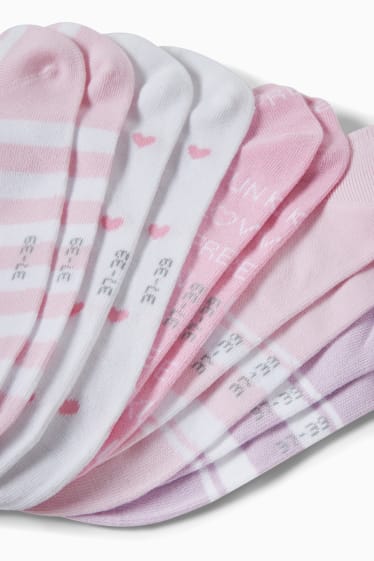 Enfants - Lot de 5 paires - inscription - chaussettes de sport à motif - rose